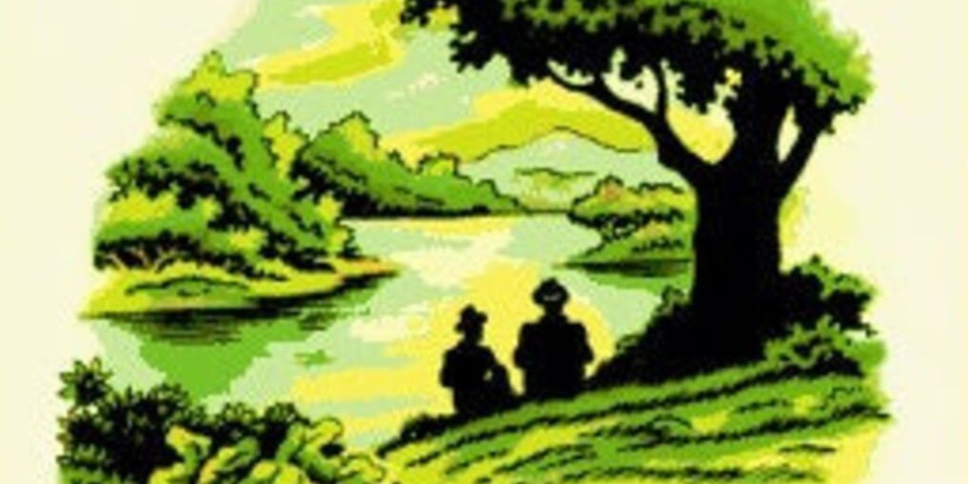 Of Mice & Men Cover com George e Lennie sentados em uma colina debaixo de uma árvore