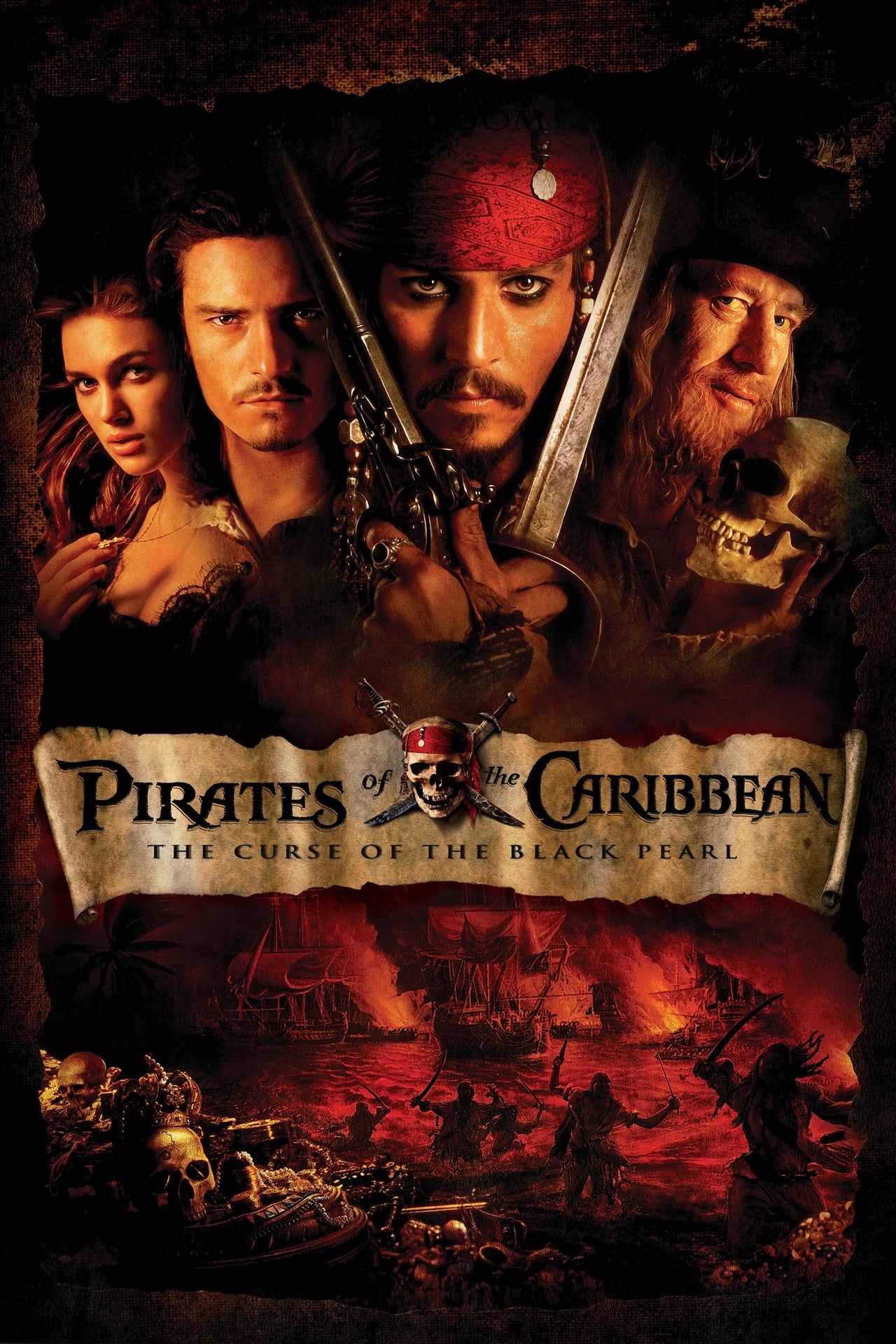 Póster oficial de la película Piratas del Caribe: La maldición del Perla Negra