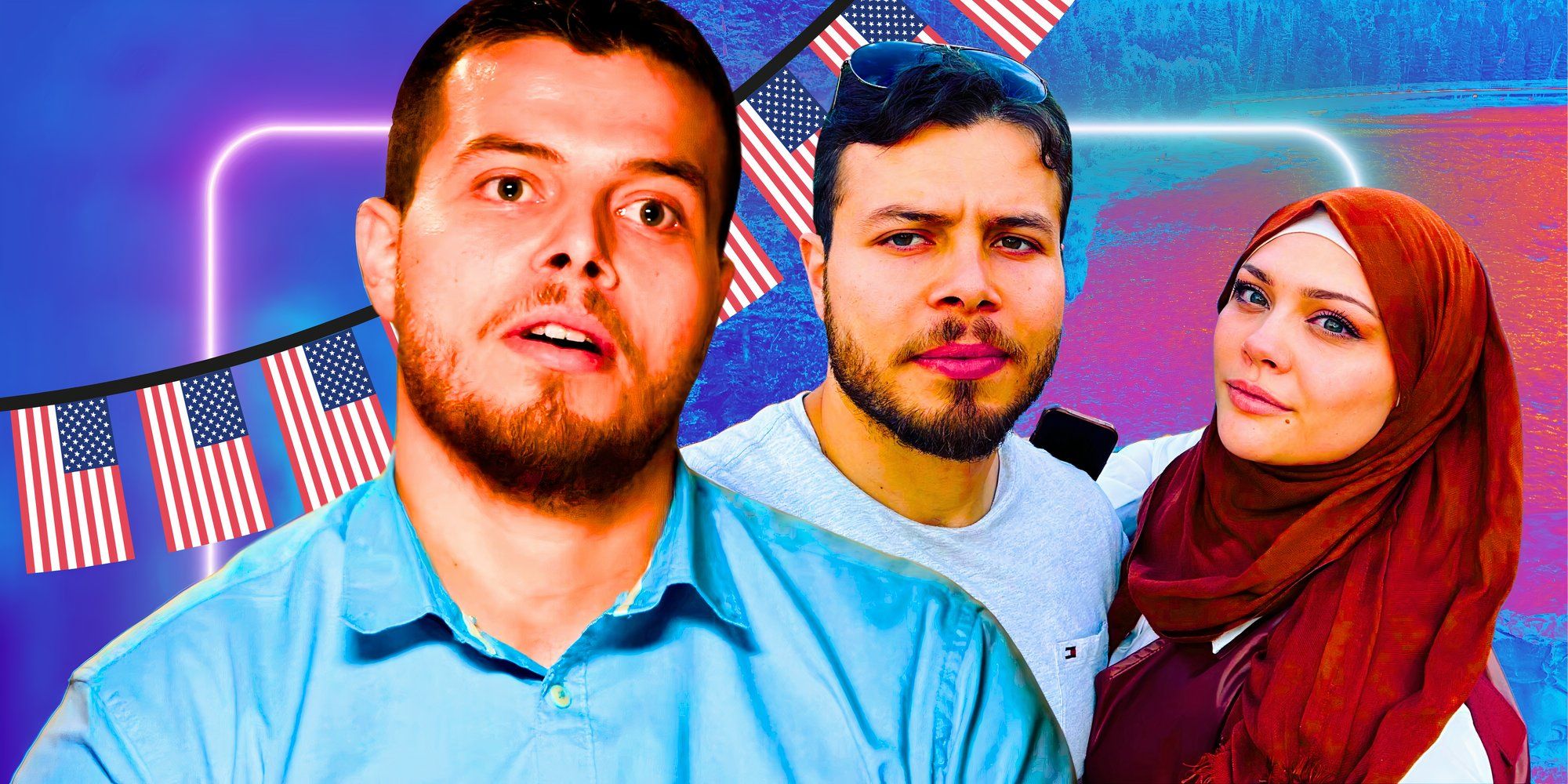 omar and avery from american idol in montage with american flag