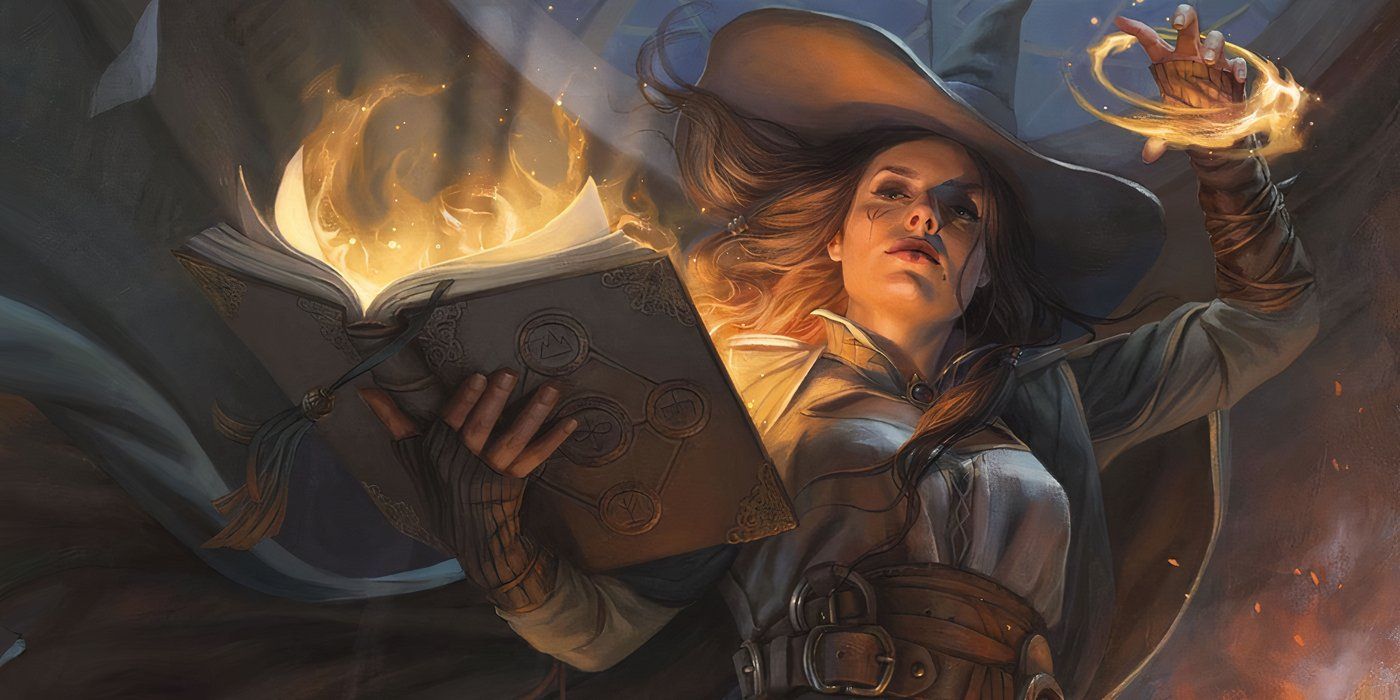 A Witch casts a spell in D&D official artwork 