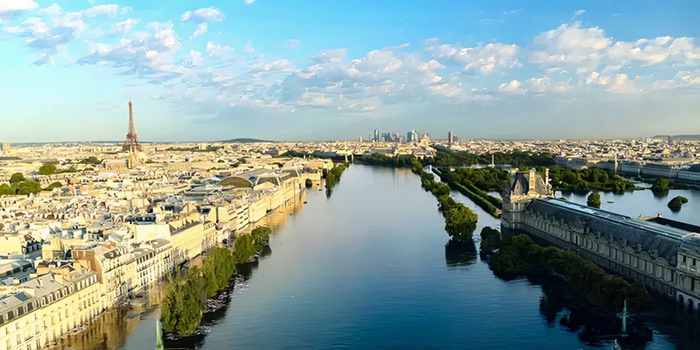 Paris submerged under water in Under Paris' ending