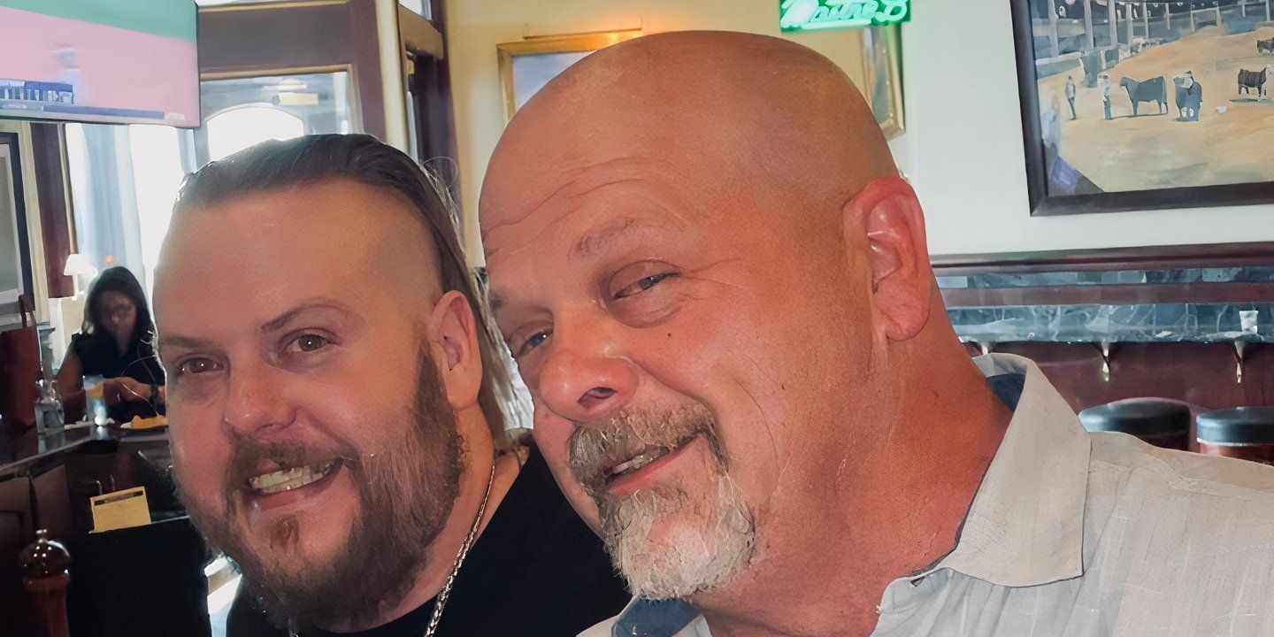 pawn stars star rick harrison and his late son adam harrison at a restaurant