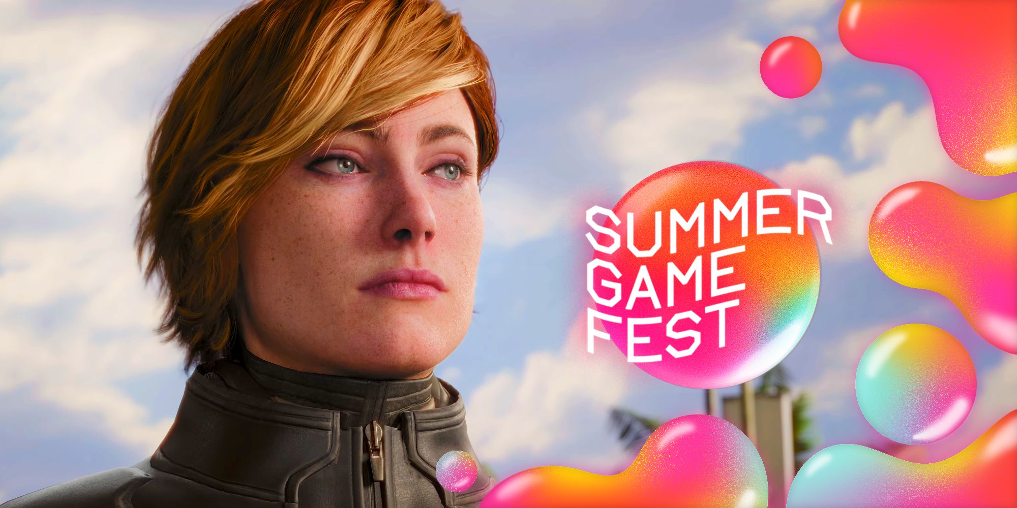 Perfect Dark protagonist Joanna Dark with the Summer Game Fest logo.