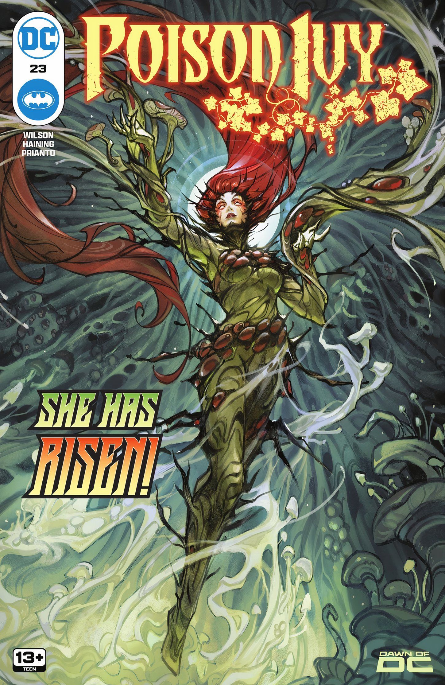 Poison Ivy is covered n vines and smoke on the cover of Poison Ivy #23. 