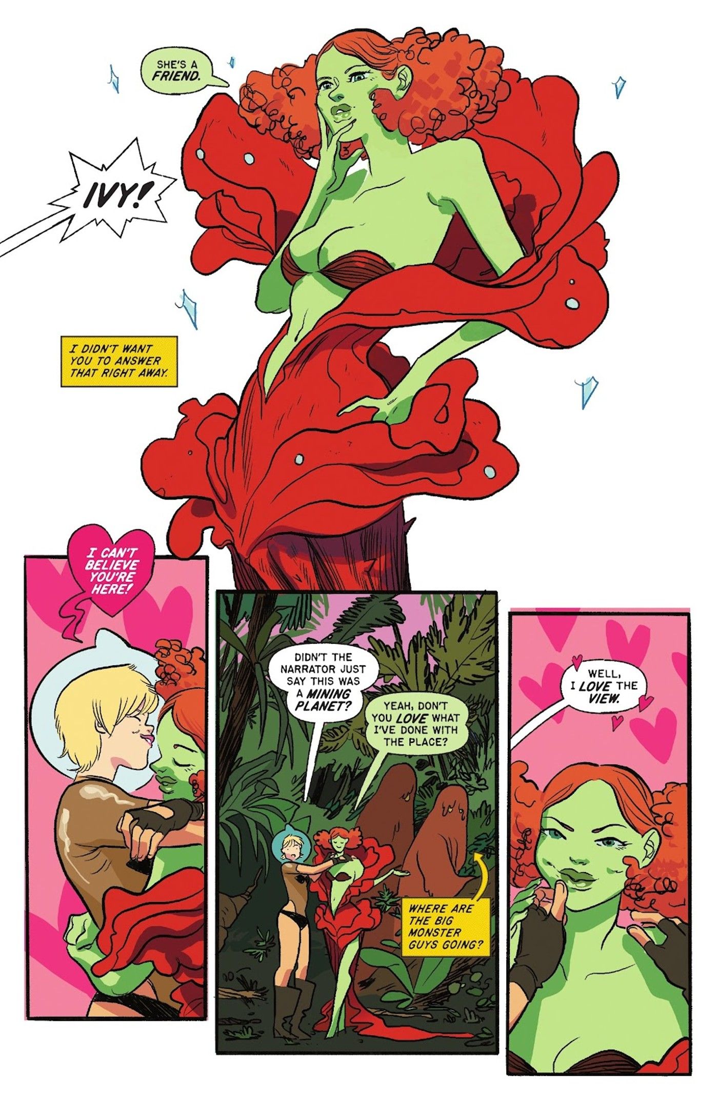 Poison Ivy em vestido floral brotando em Harley Quinn #39