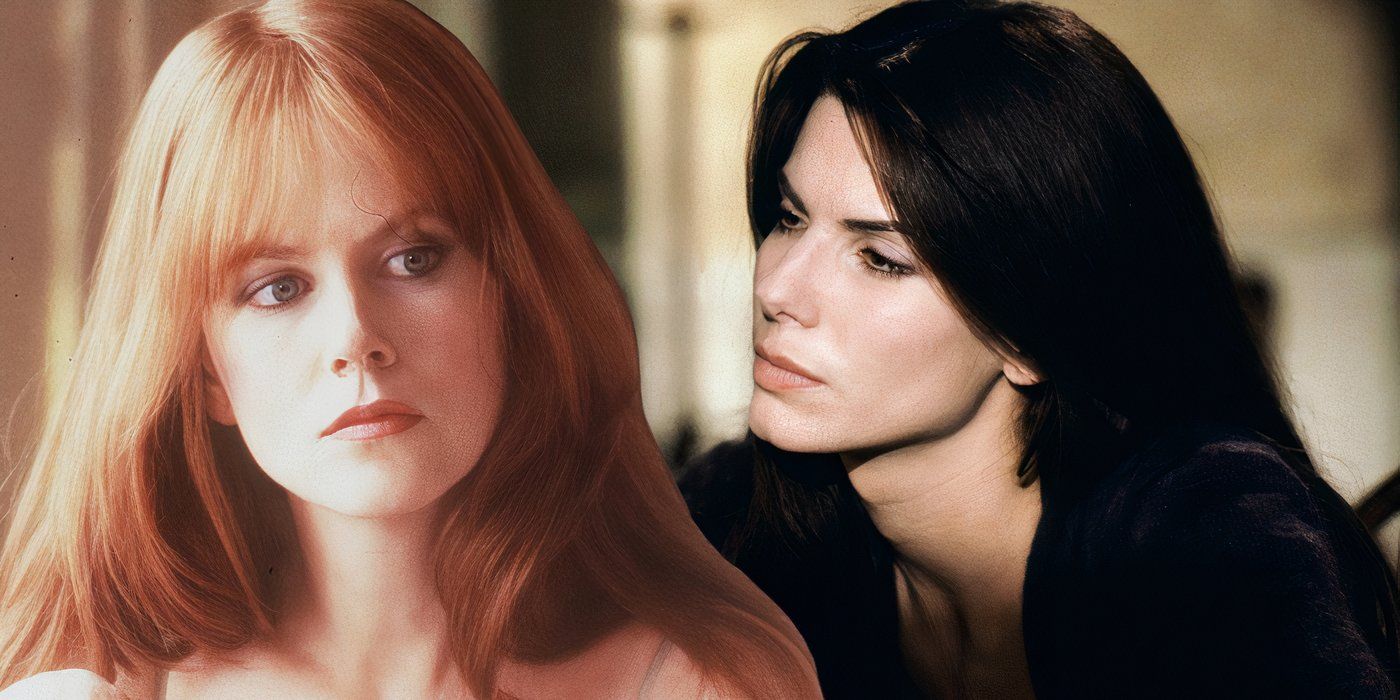 A composite image of Nicole Kidman and Sandra Bullock looking on in Practical Magic 