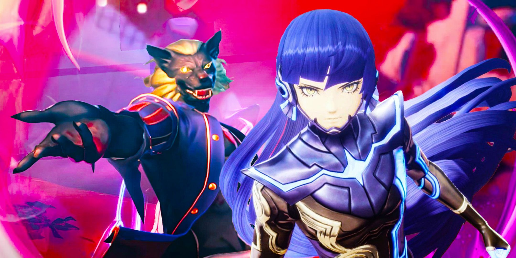 Shin Megami Tensei 5 Vengeance protagonist with Loup-garou boss enemy