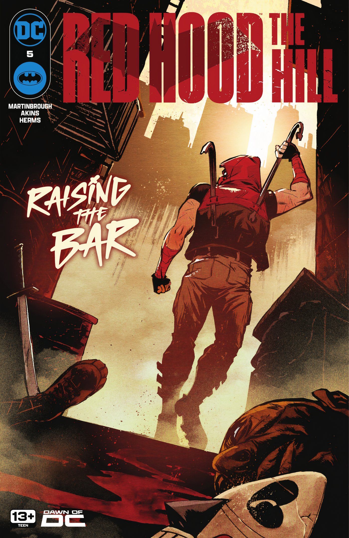 Red Hood The Hill 5 Capa Principal: Red Hood se afastando de uma luta encerrada.