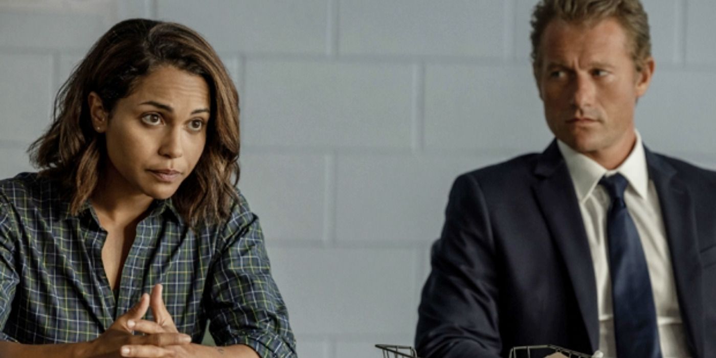 Monica Raymund e James Badge Dale na 1ª temporada de Hightown