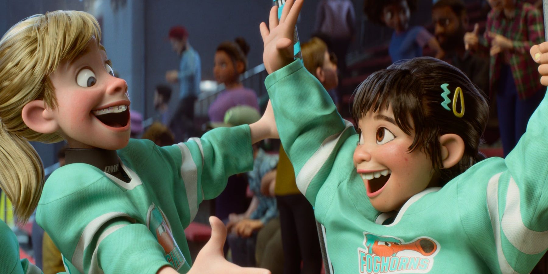 Riley celebrates with Grace in Inside Out 2