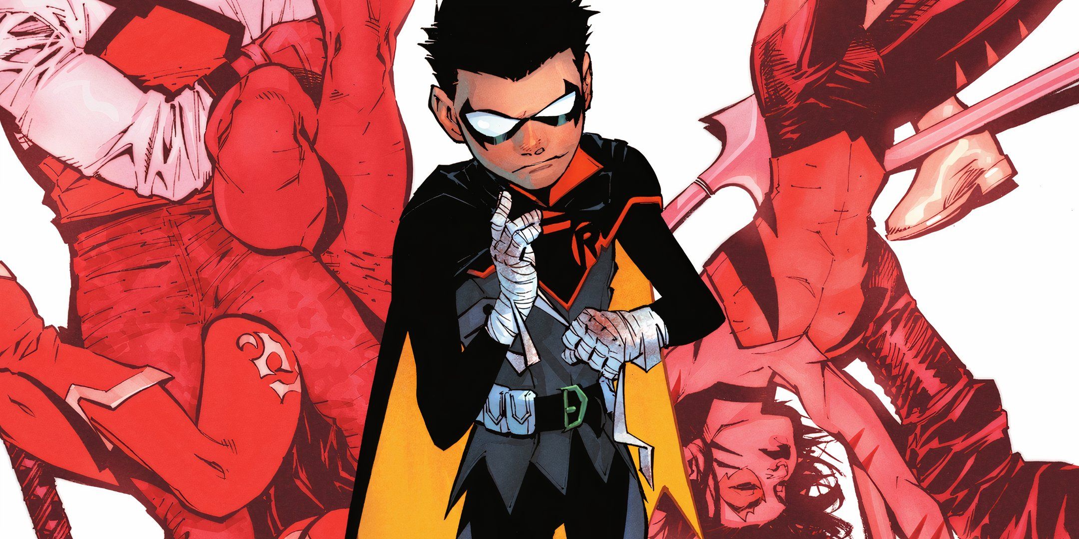 Robin Damian Wayne se preparando para lutar contra DC