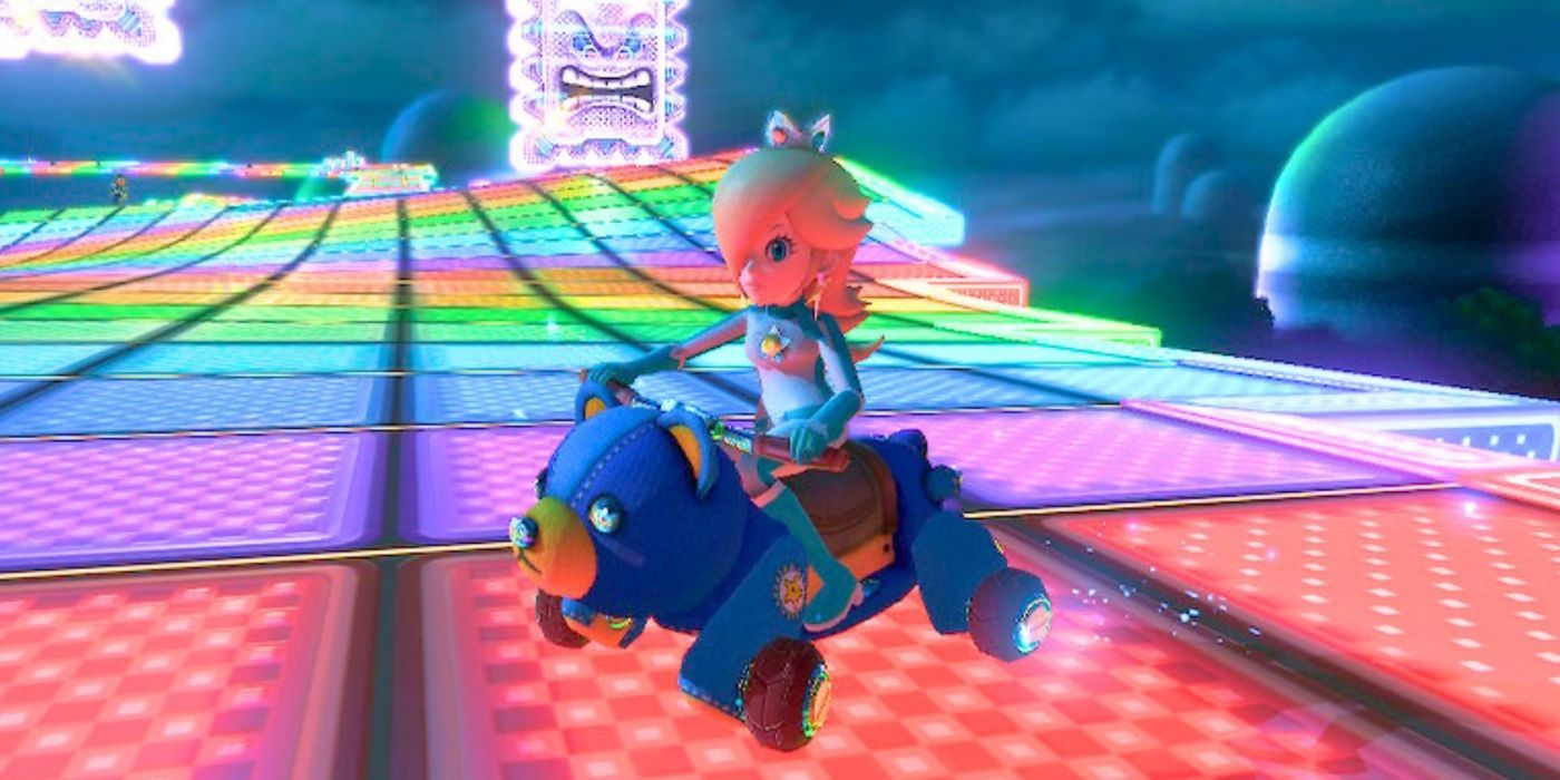 Mario Kart 8 Deluxe replay closeup of Rosalina on Teddy Buggy.