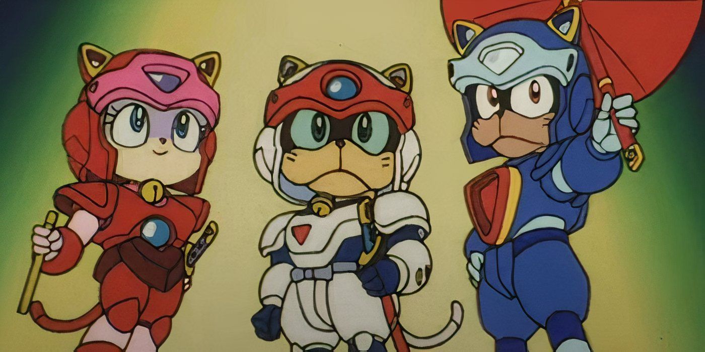 Polly Esther, Speedy Cerviche, and Guido Anchovy stand next to one another in heroic poses.
