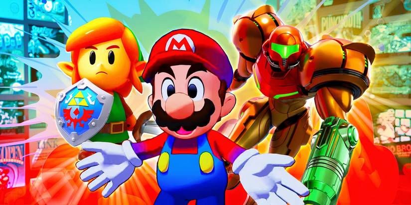 Samus from Metroid Prime, Zelda from TLoZ ink's awakening and Mario from Mario & Luigi Brothership