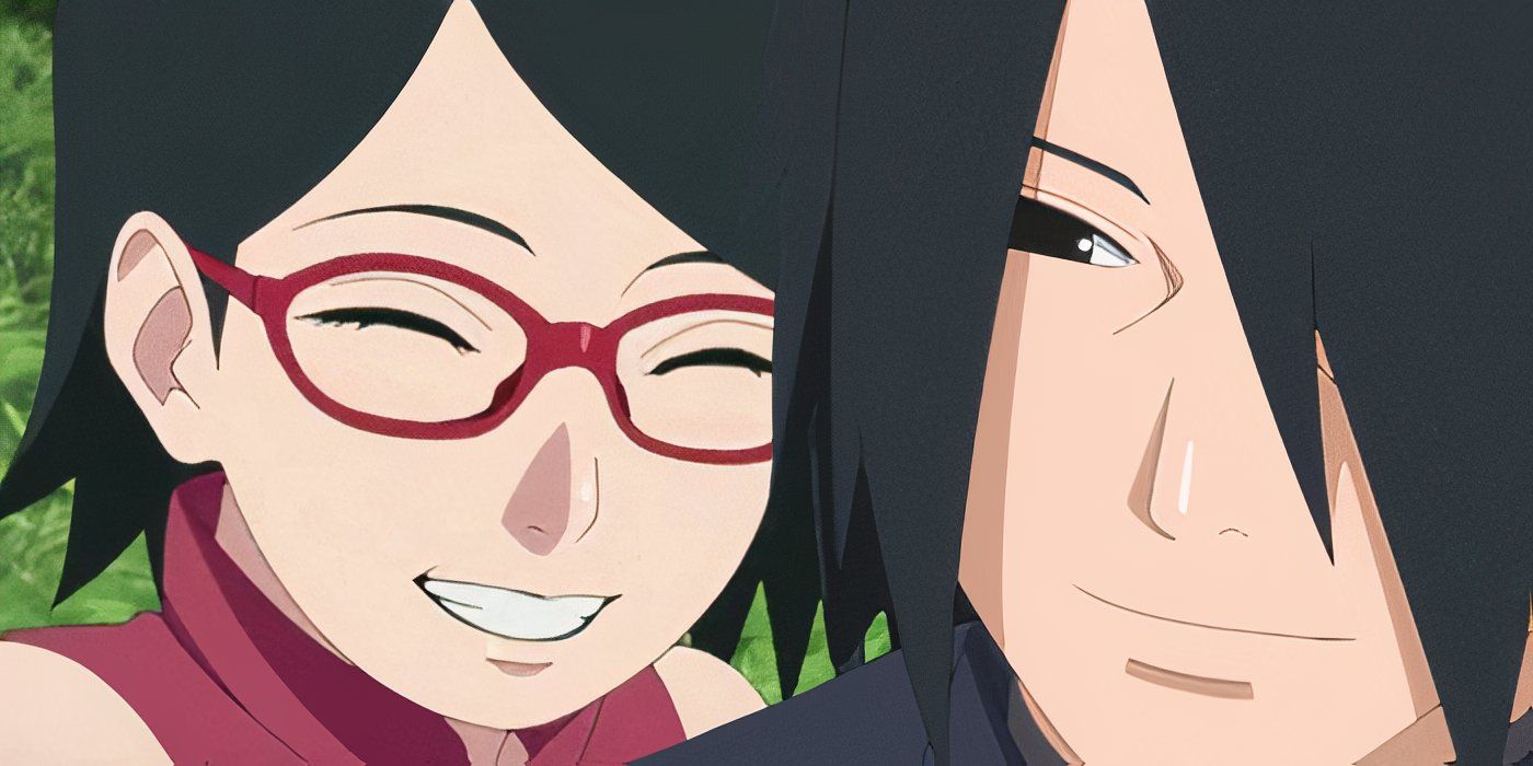 Sasuke and Sarada smiling together