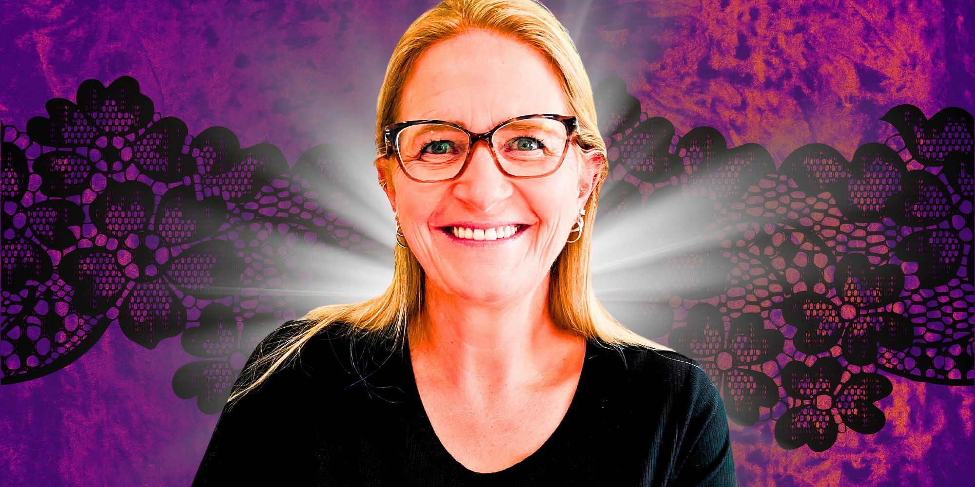 christine from sister wives with lace background