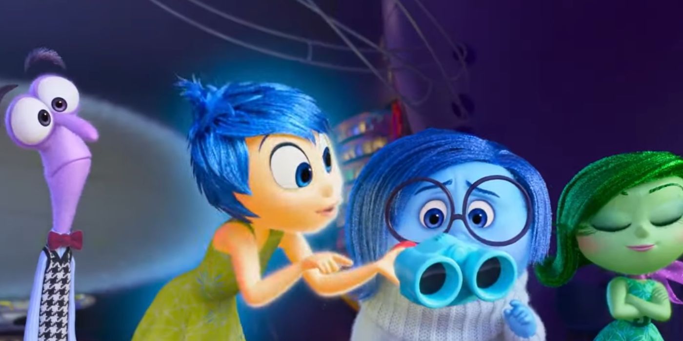 Joy taking binoculars from Sadness in Inside Out 2