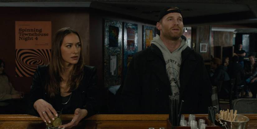 Tasya Teles as Nat and Jared Keeso as Shoresy in Shoresy season 3