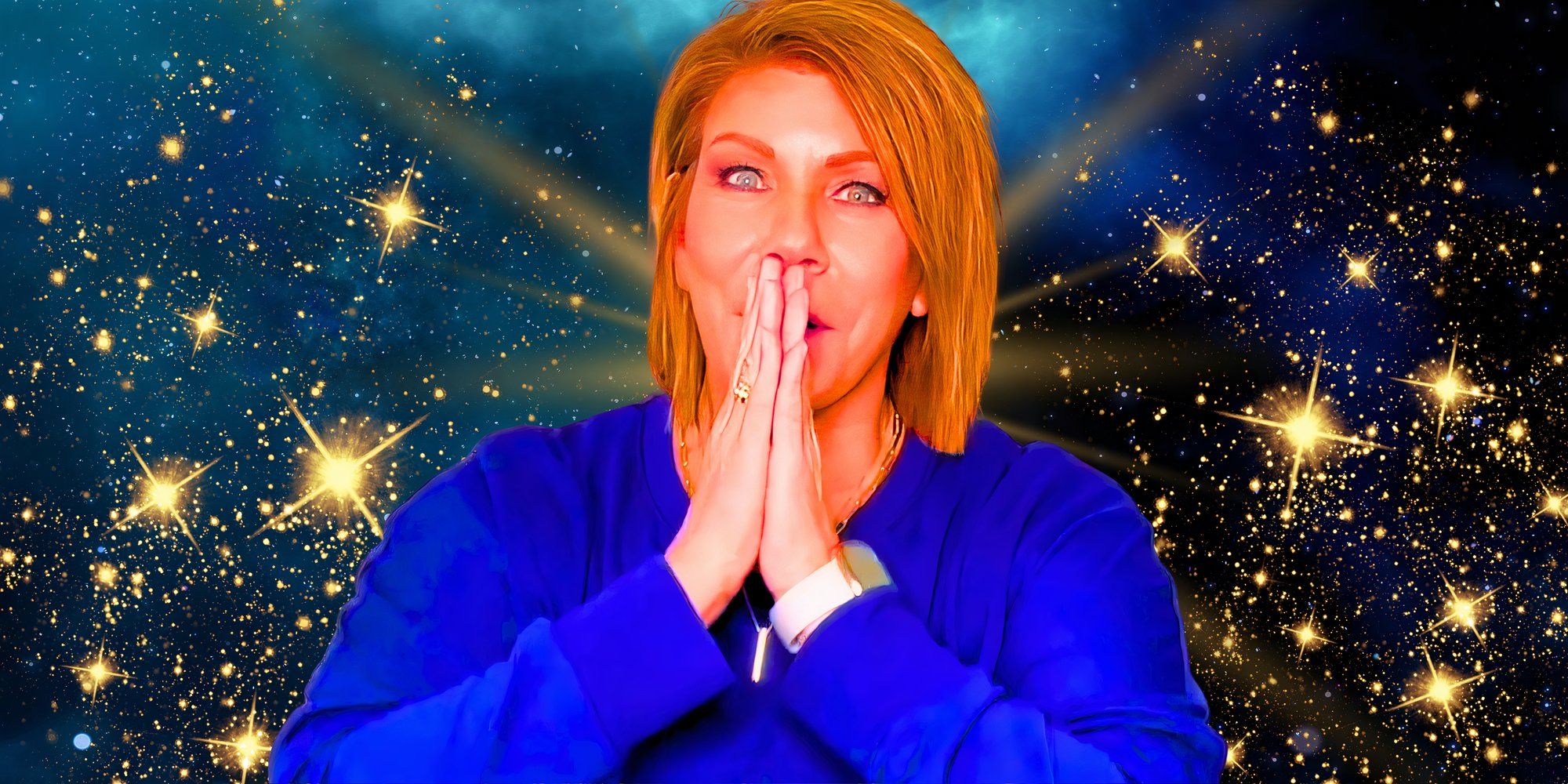 sister wives star meri doing praying hands with star background
