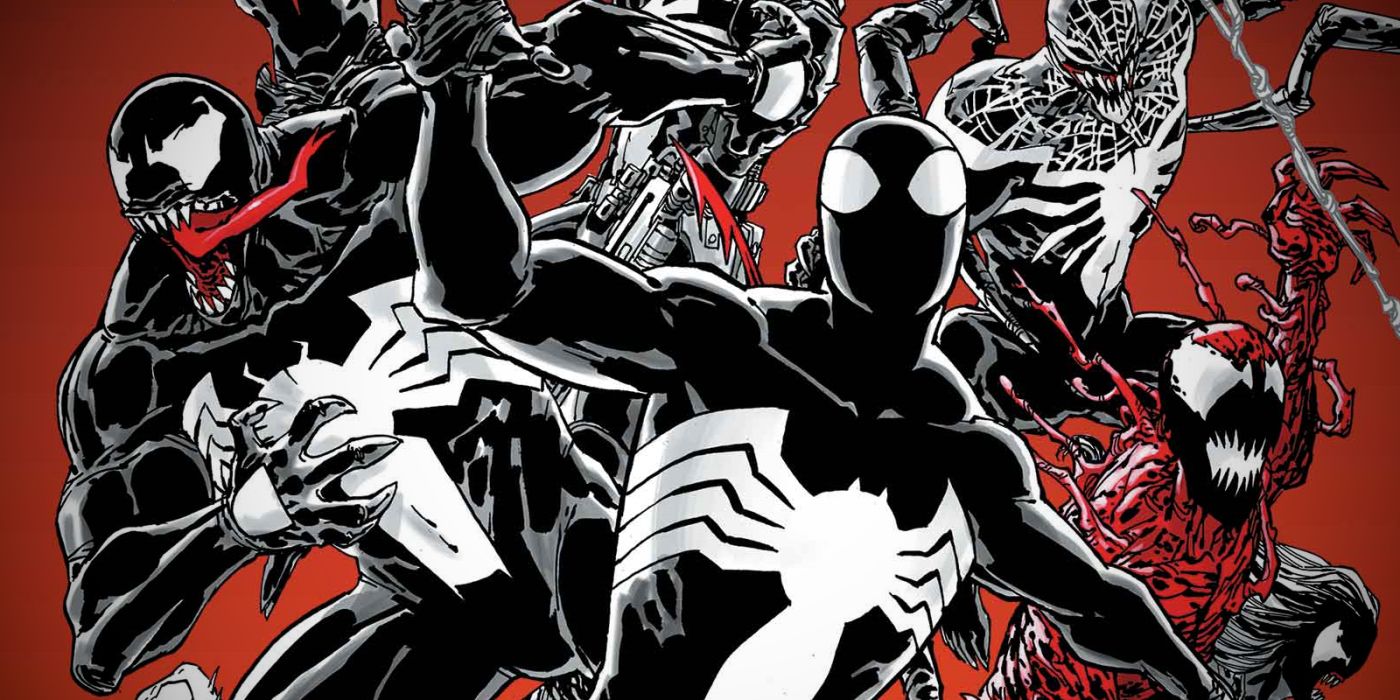 Versi Spider-Man dan Venom dalam Setelan Hitam dan Sampul Seni Berdarah