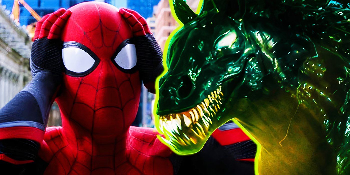 Spider-Man at the end of Spider-Man Far From Home with the Venom horse in Venom The Last Dance's trailer