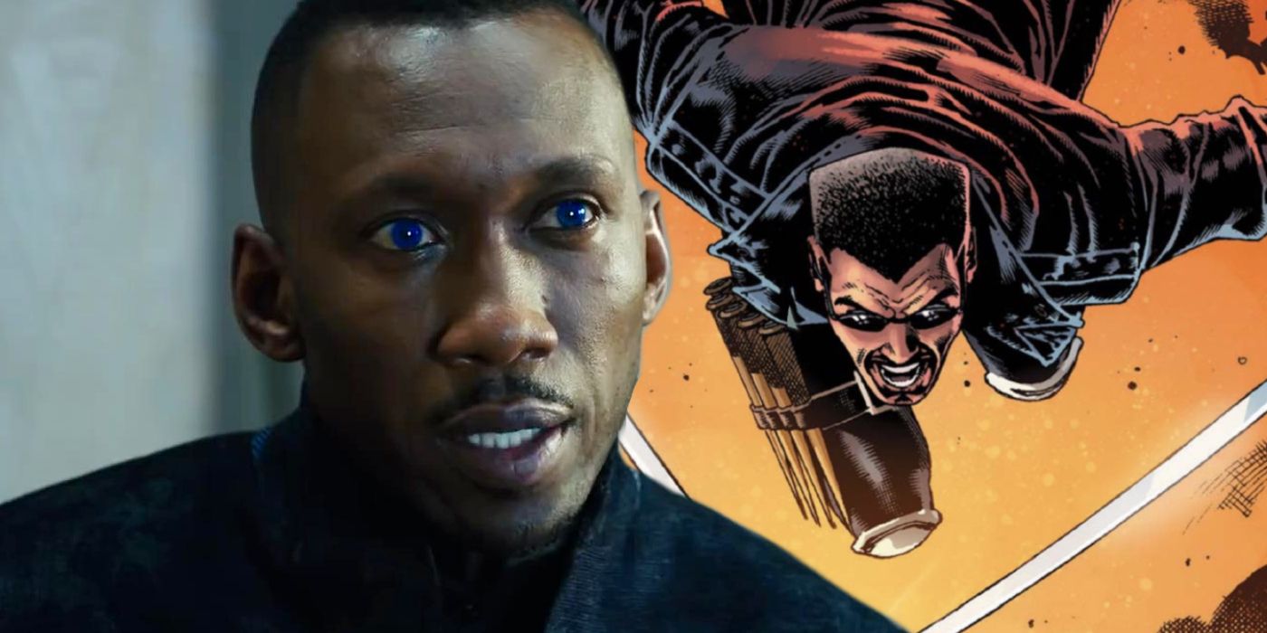 Split image of Mahershala Ali in Alita Battle Angel and Blade in Marvel comics