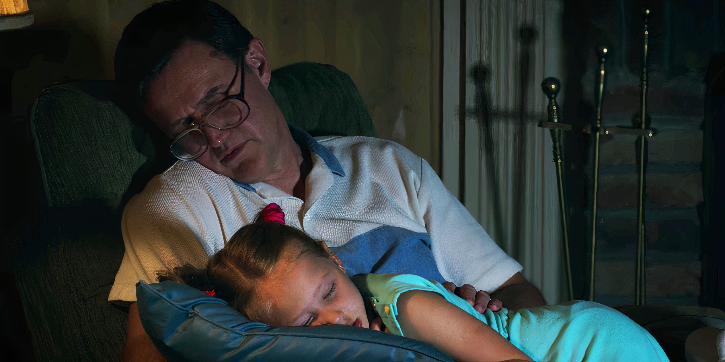 Stranger Things season 3 MR Wheeler with Holly sleeping