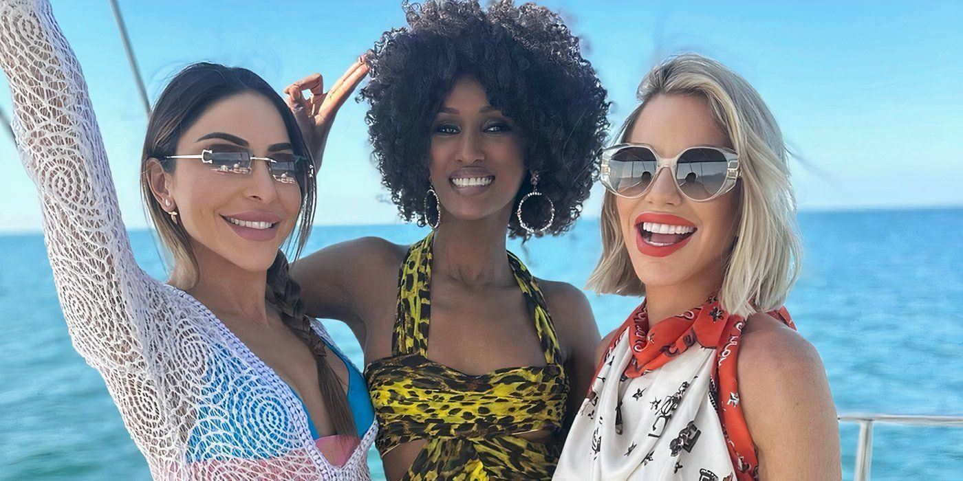 The Real House Of Dubai season 2 cast members Chanel Ayan, Taleen Marie, Caroline Stanbury taking a selfie while smiling