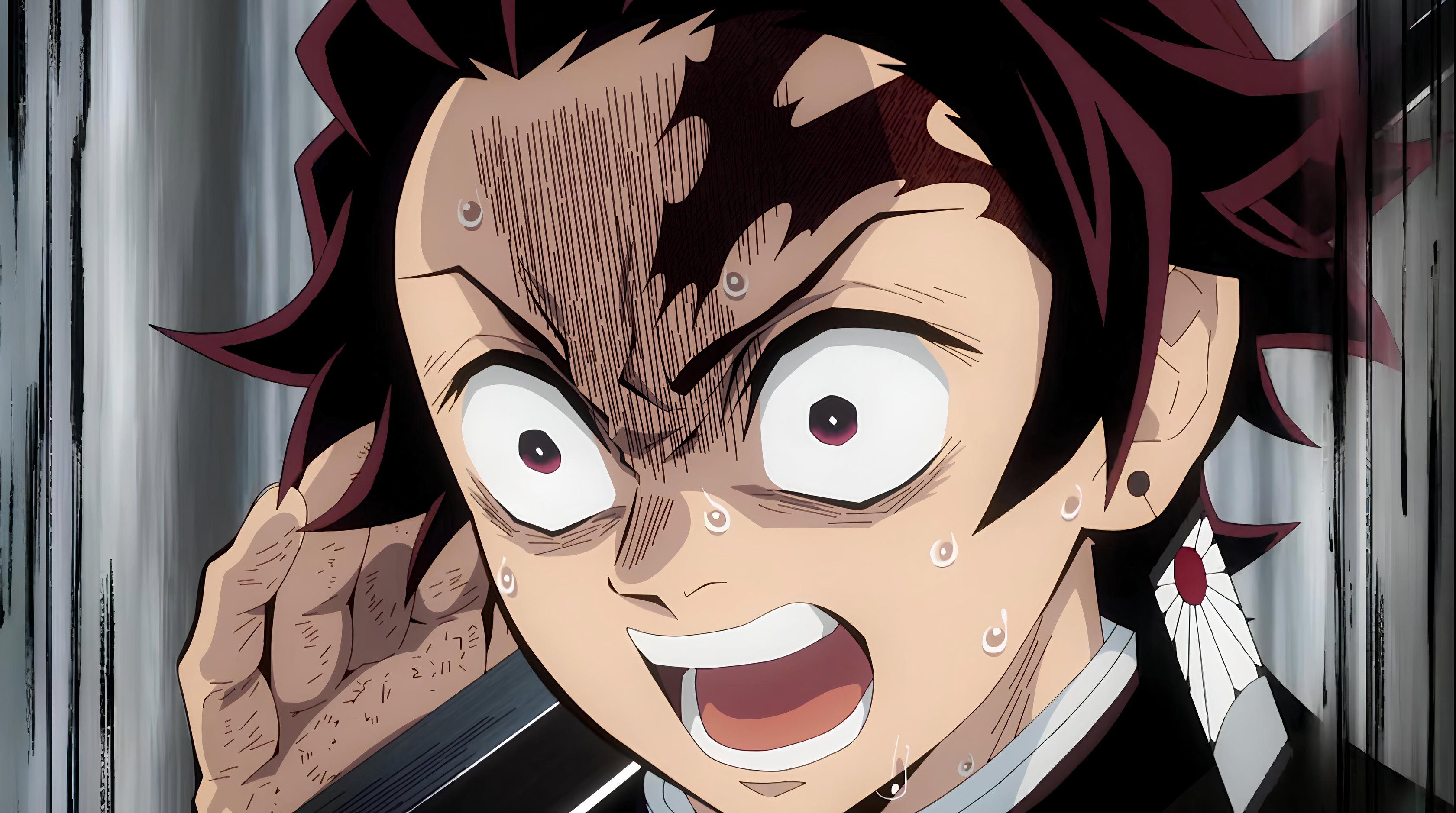 Tanjiro screams as he beheads himself