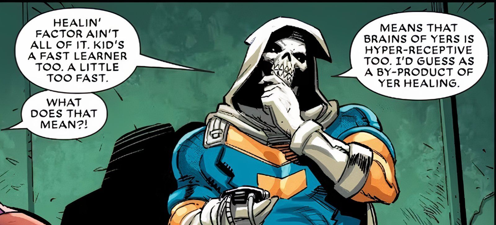 Taskmaster notices Deadpool's daughter's visual memory and attributes it to her healing factor.
