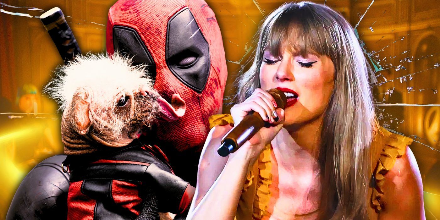 Ryan Reynolds' Deadpool petting Dogpool and Taylor Swift performs in the Eras Tour movie