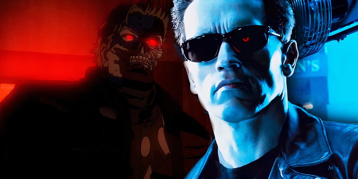 Um Exterminador do Futuro em Terminator Zero ao lado de Arnold Schwarzenegger como o Exterminador do Futuro