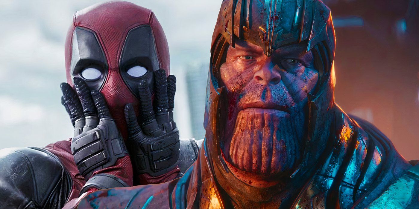 Thanos in Avengers Infinity War and Deadpool shocked in 2016