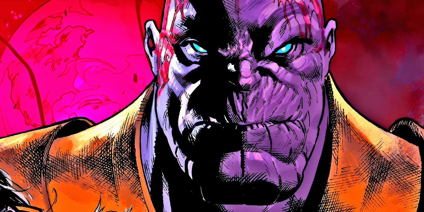 Thanos bleeding from the top of his head.
