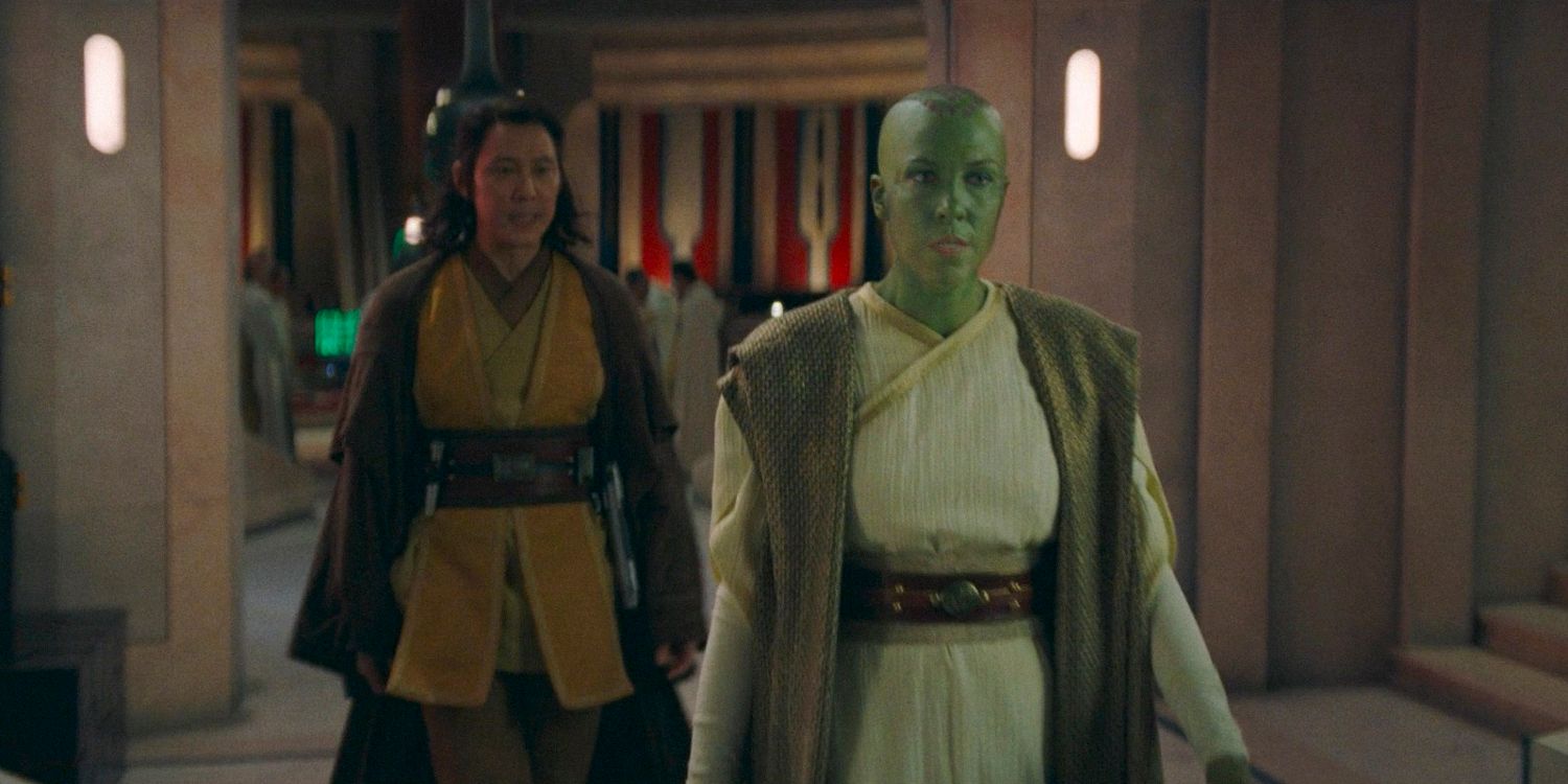 Master Sol (Lee Jung-jae) and Master Vernestra (Rebecca Henderson) in The Acolyte season 1 episode 4