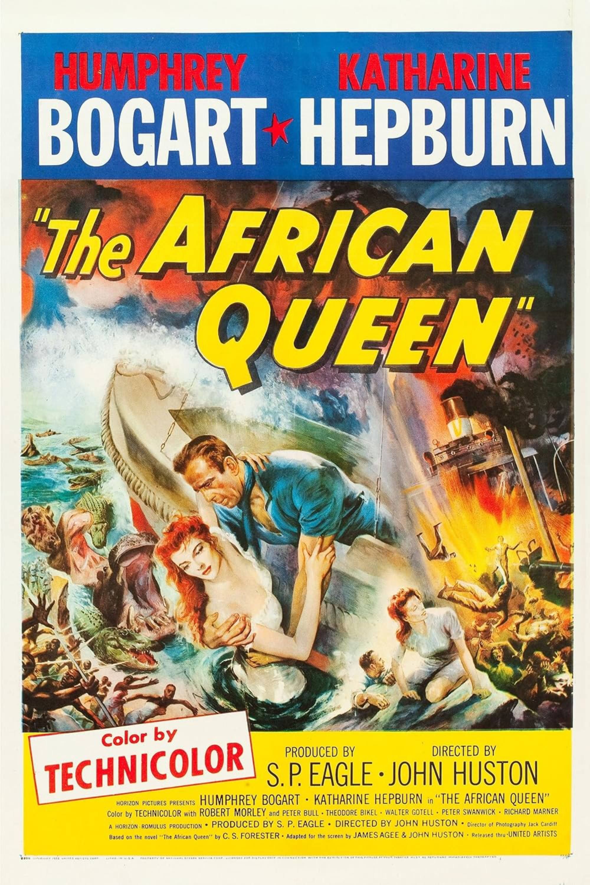 The African Queen - Poster - Humphrey Bogart & Katharine Hepburn