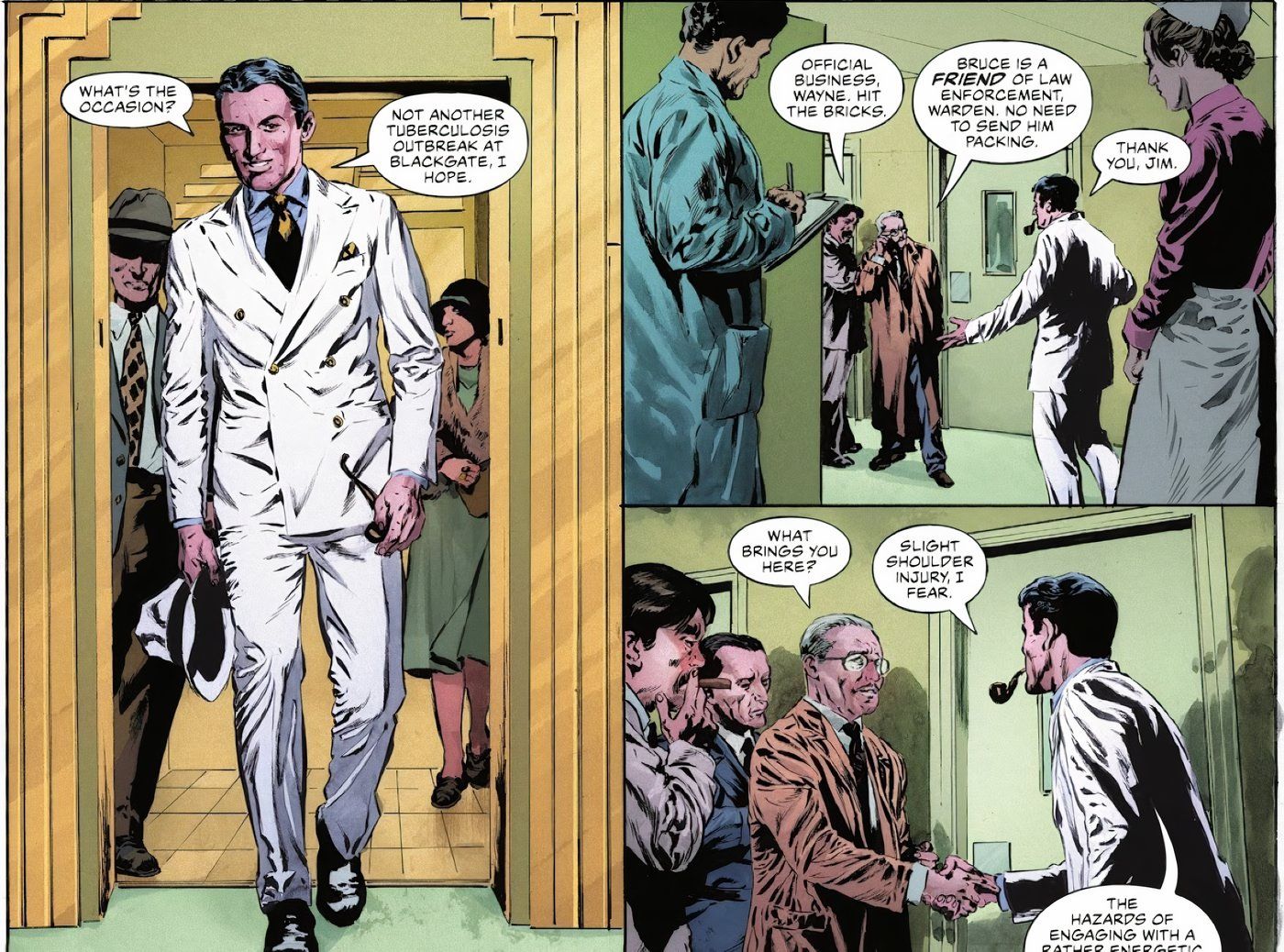 Bat-Man The First Knight #3 Bruce Wayne con un traje blanco 