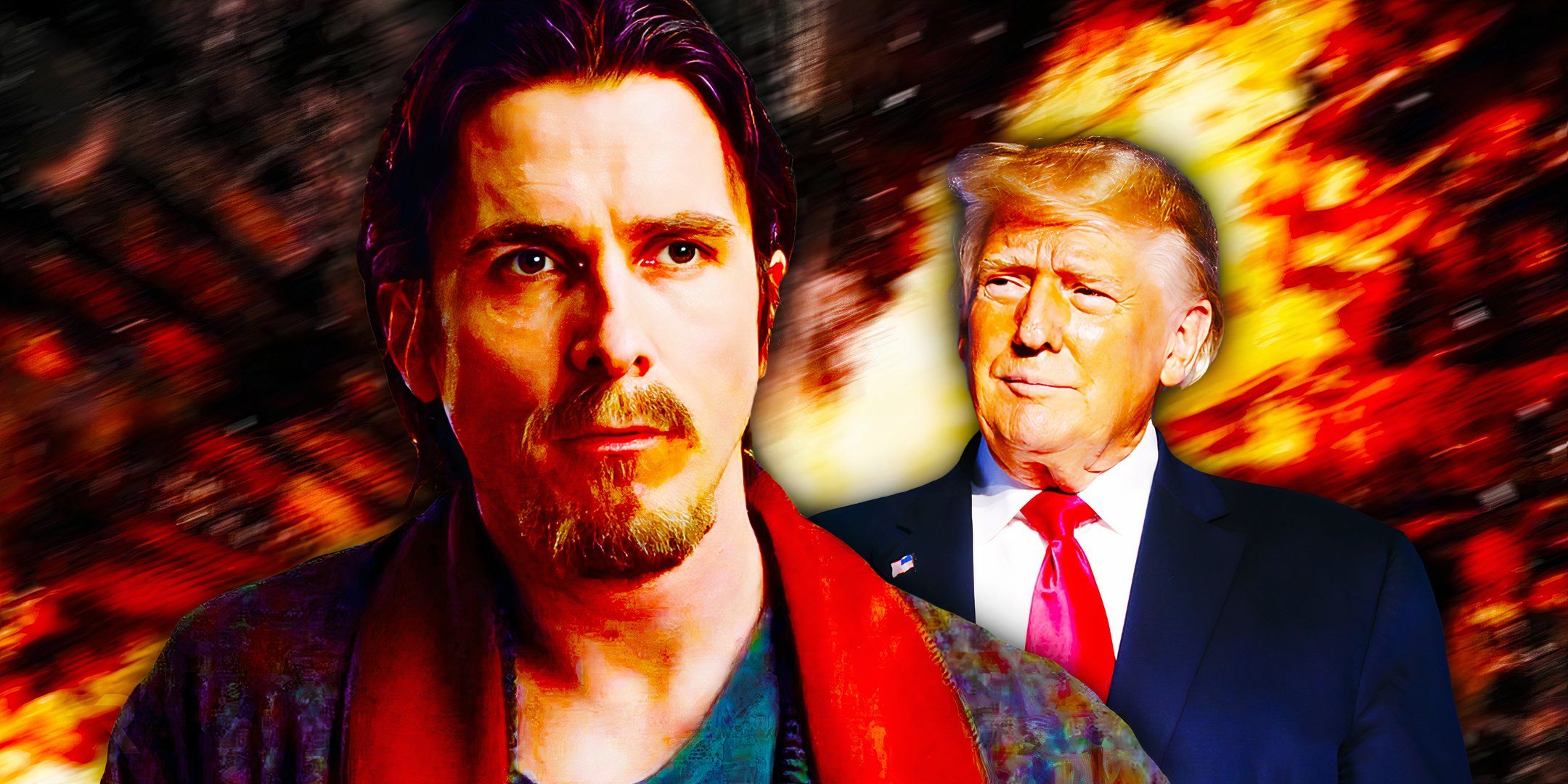 The Dark Knight Rises Christian Bale as recluse Bruce Wayne next to Donald Trump