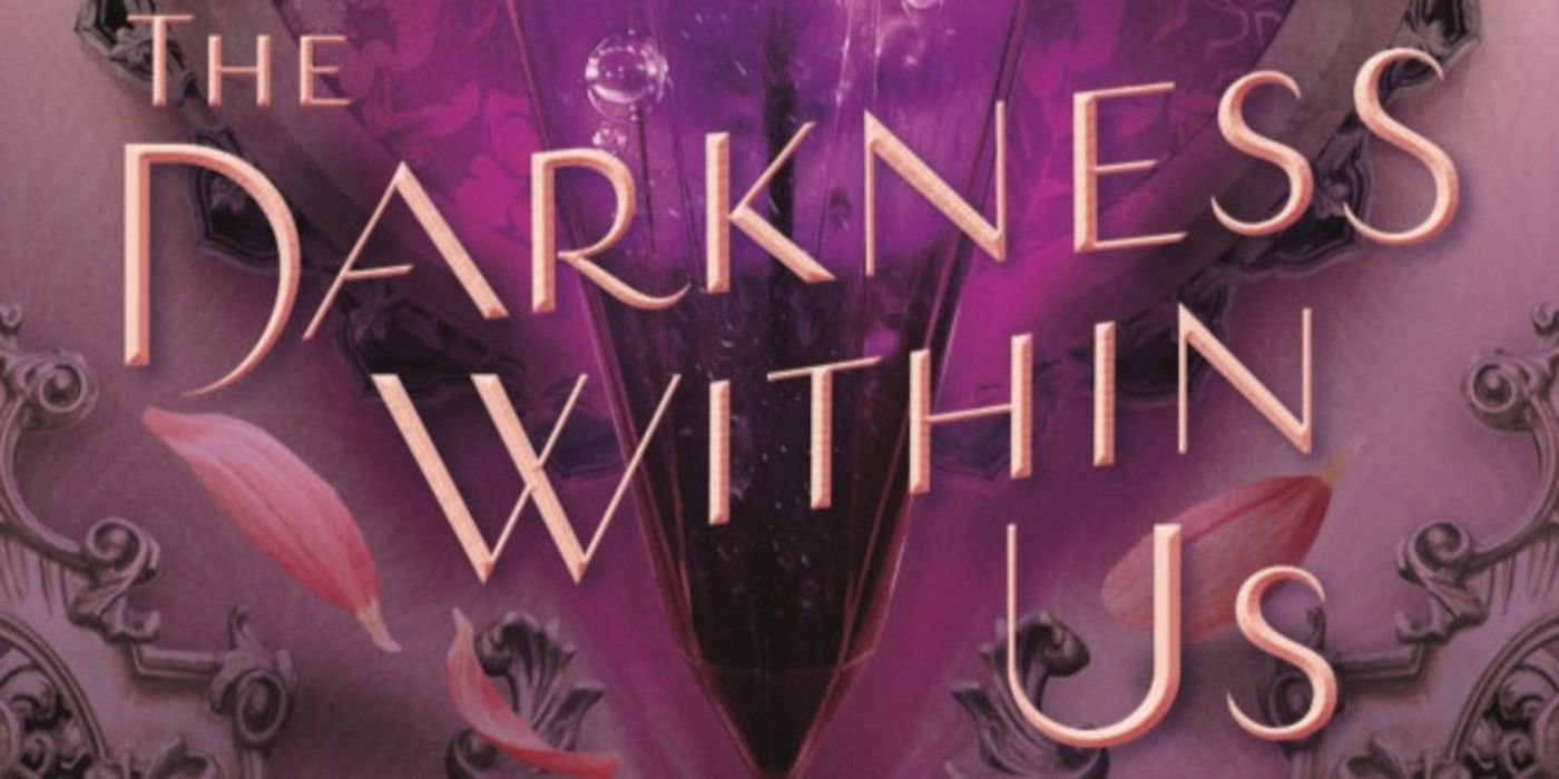 The Darkness Within Us Cover featuring pink petals and the bottom of a crystal