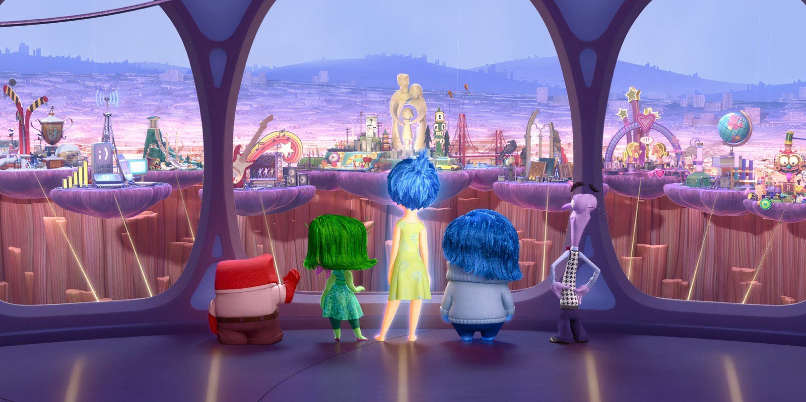 The emotions look out at all of Riley's personality islands at the end of Inside Out
