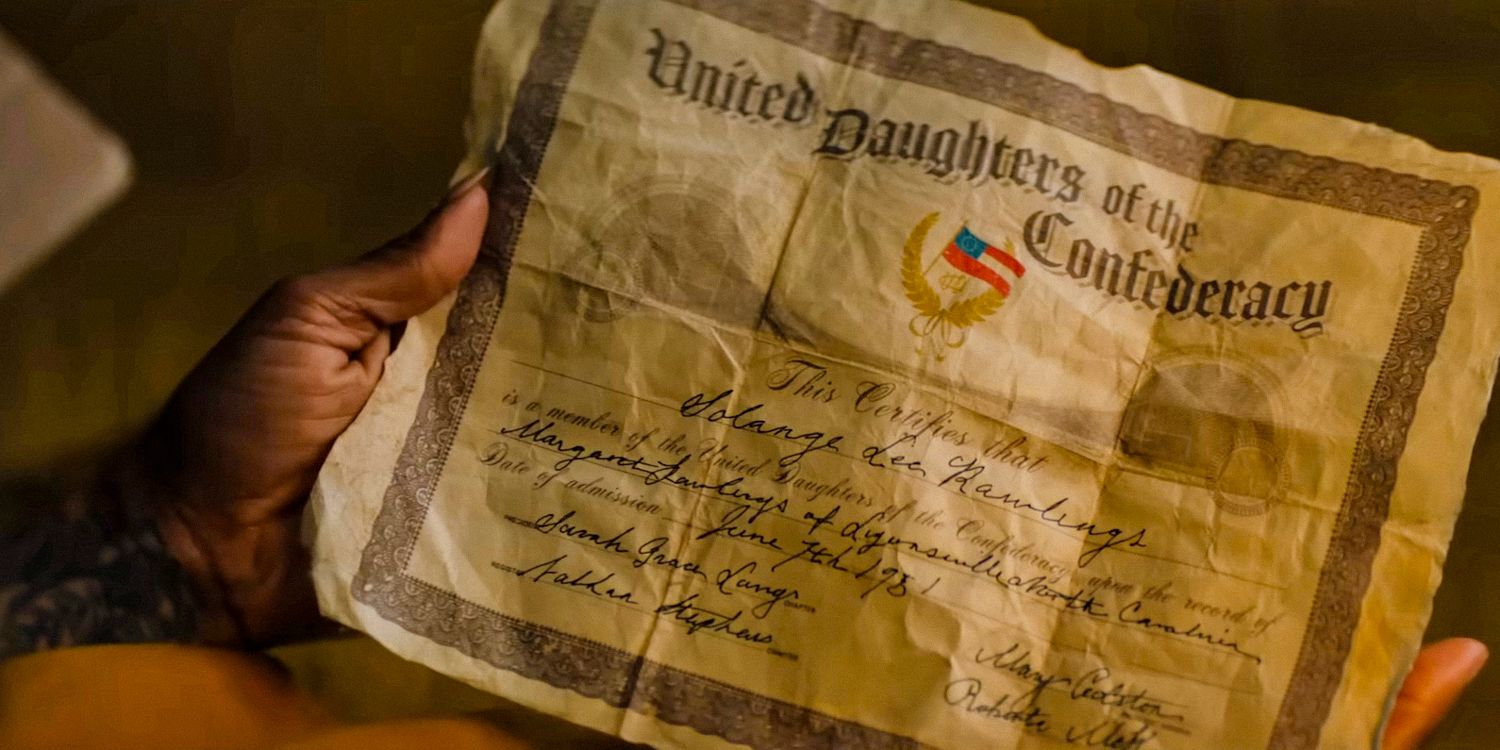 A certificate from the United Daughters of the Confederacy in The Front Room