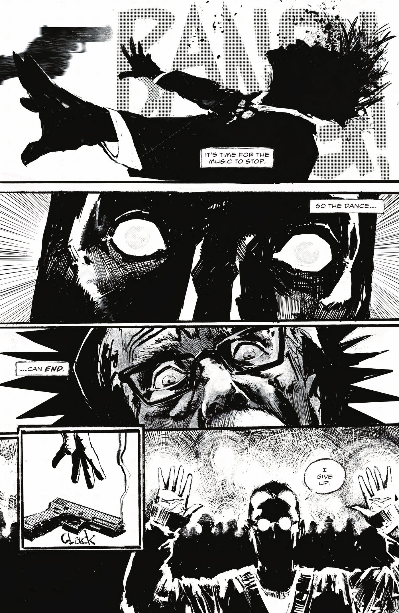 Página de quadrinhos: Batman observa o Coringa ser morto por um civil