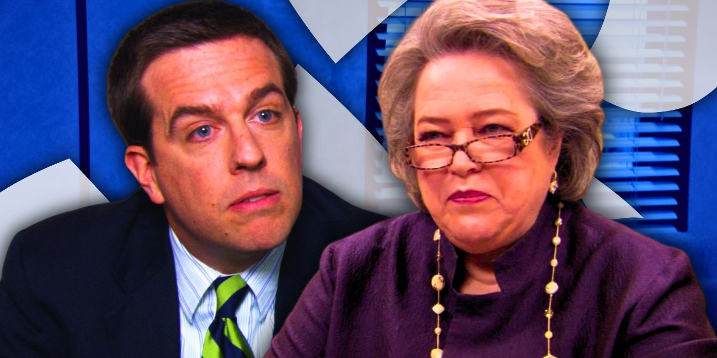 Custom image of Ed Helms as Andy Bernard and Kathy Bates as Jo Bennett in The Office