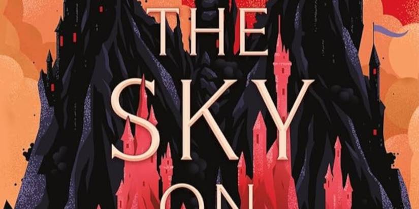The Sky on Fire Cover featuring a red castle with a huge black dragon behind it
