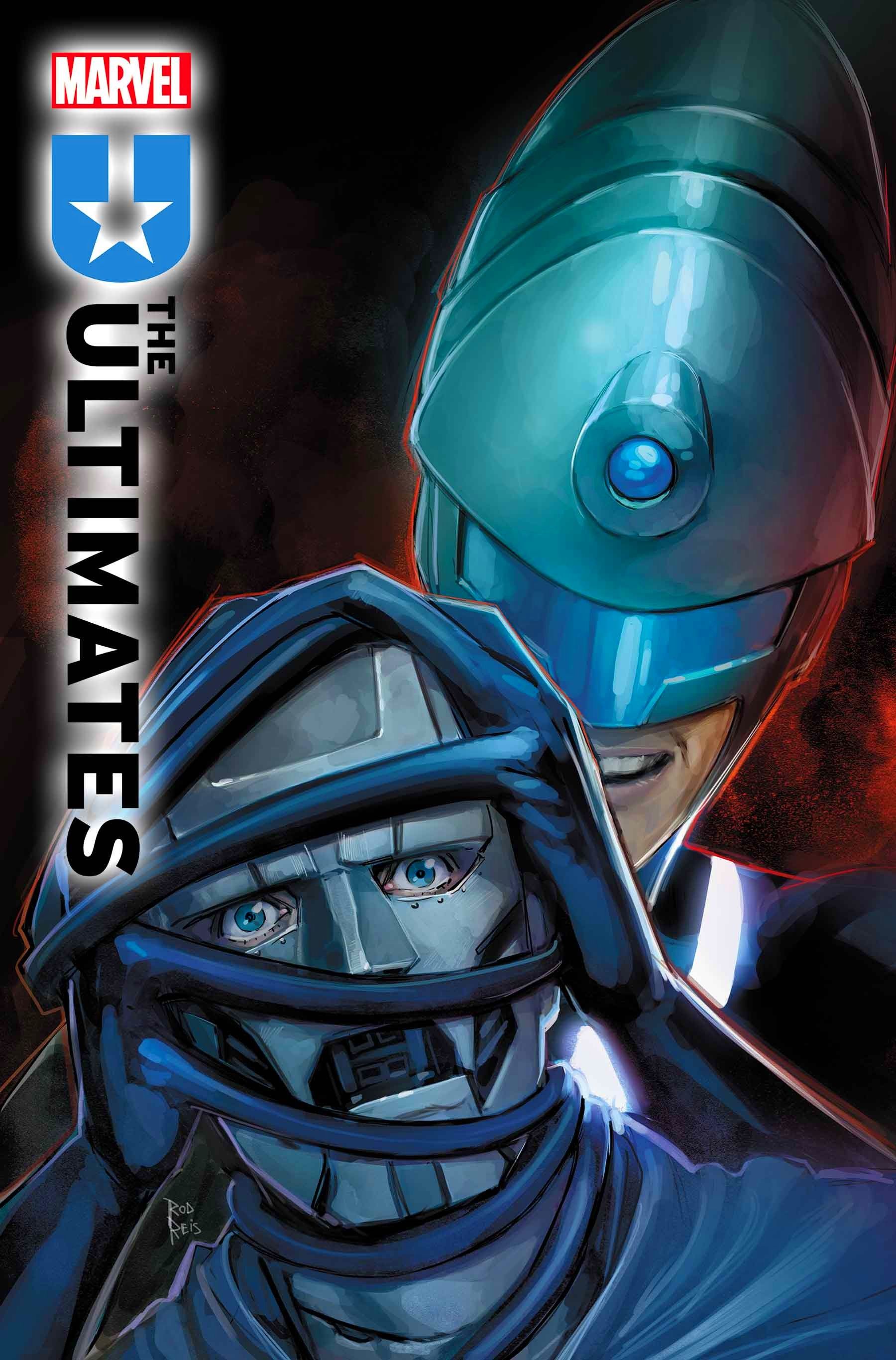 the ultimates 4 cover showing reed richards attacking doctor doom
