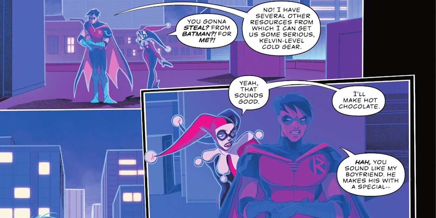 Tim Drake Robin berbicara tentang pacarnya kepada Harley Quinn