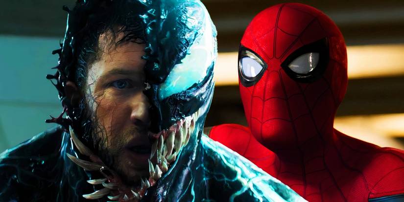 Tom Hardy's Eddie Brock in Venom and Tom Holland's Spider-Man in the MCU