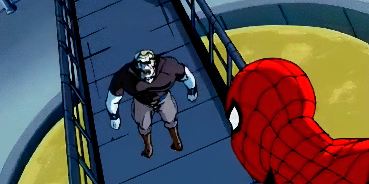 Tombstone talking to Spider-Man in Spider-Man the Animated Series