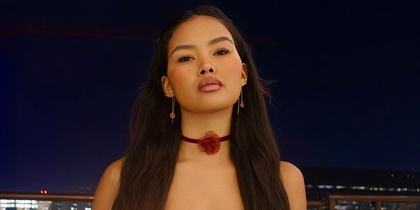 Too Hot To Handle&rsquo;s Dominique Defoe with serious expression and the night sky behind her