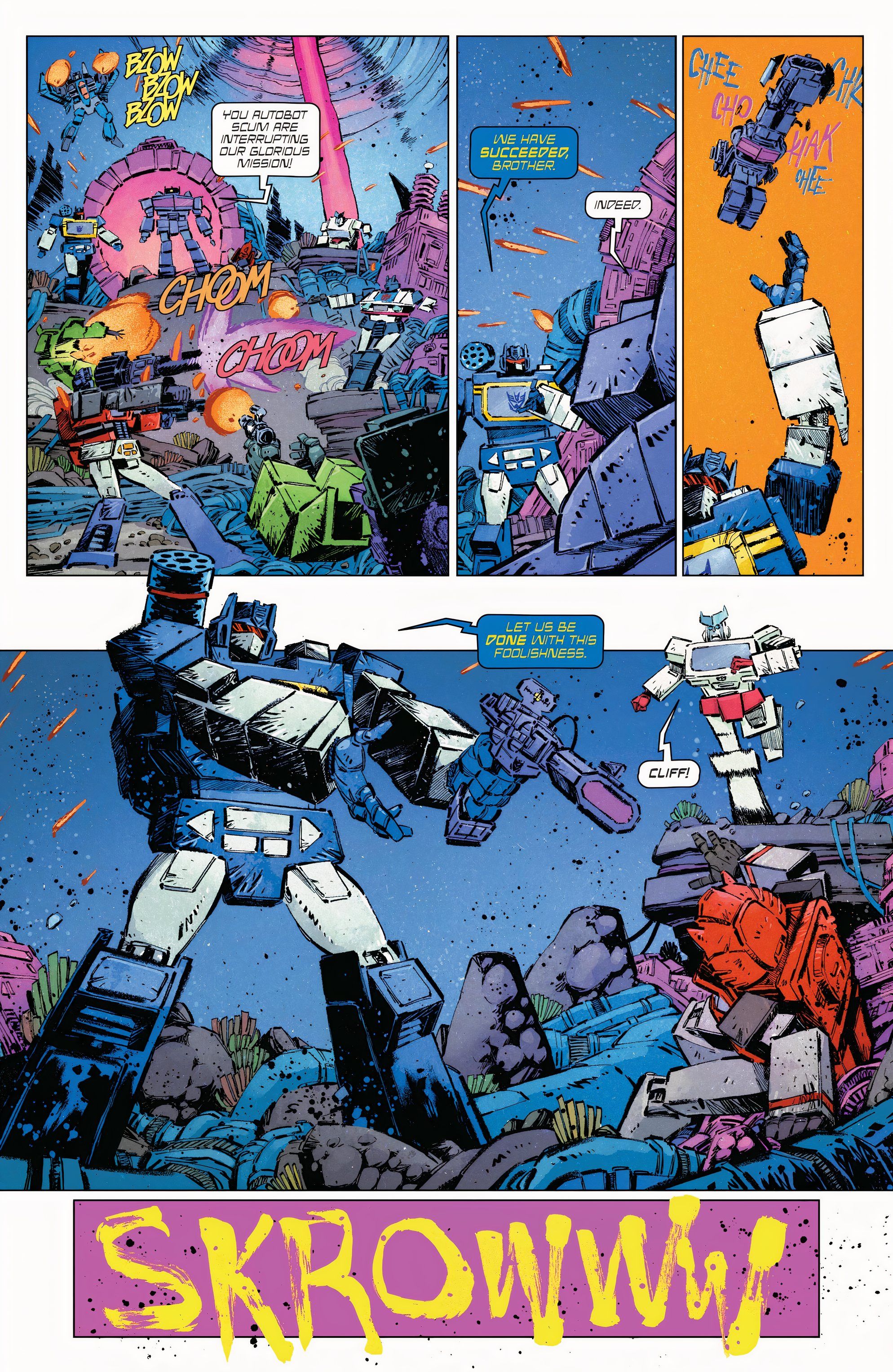 Transformers #9 Shockwave se transforma em pistola laser no meio da batalha com os Autobots.